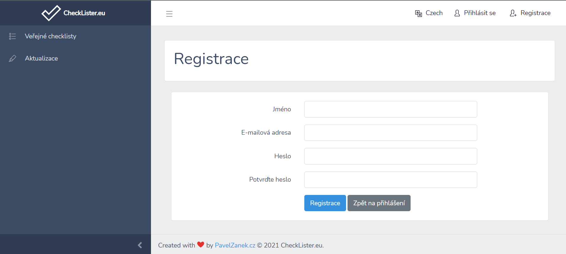 Registrace - krok 2